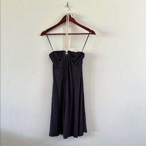 American Eagle Outfitters Gray Ruched Strapless Sundress